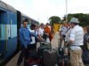 The team getting off the train