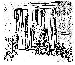 A priest ministers in the Holy Place